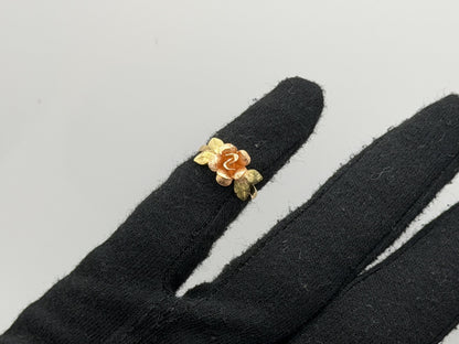 14k Two-Tone Gold Rose Ring Floral Flower Love Ring.