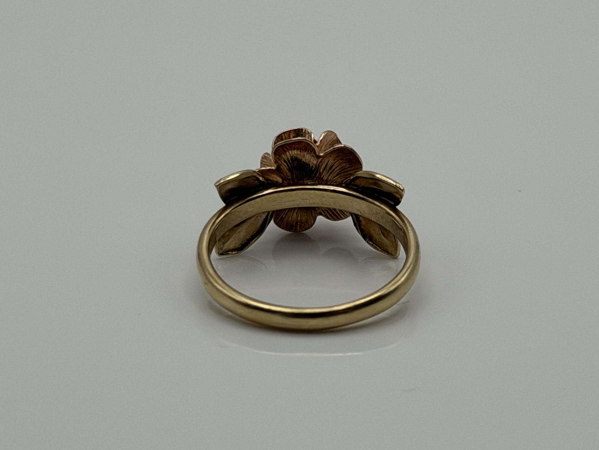 14k Two-Tone Gold Rose Ring Floral Flower Love Ring.