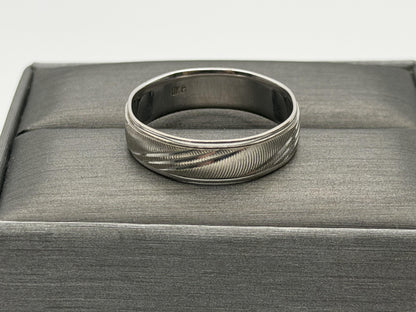 10K White Gold Men’s Wide 6mm Heavy Wedding Textured Band Ring Vintage