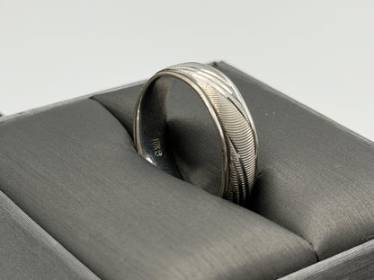 10K White Gold Men’s Wide 6mm Heavy Wedding Textured Band Ring Vintage