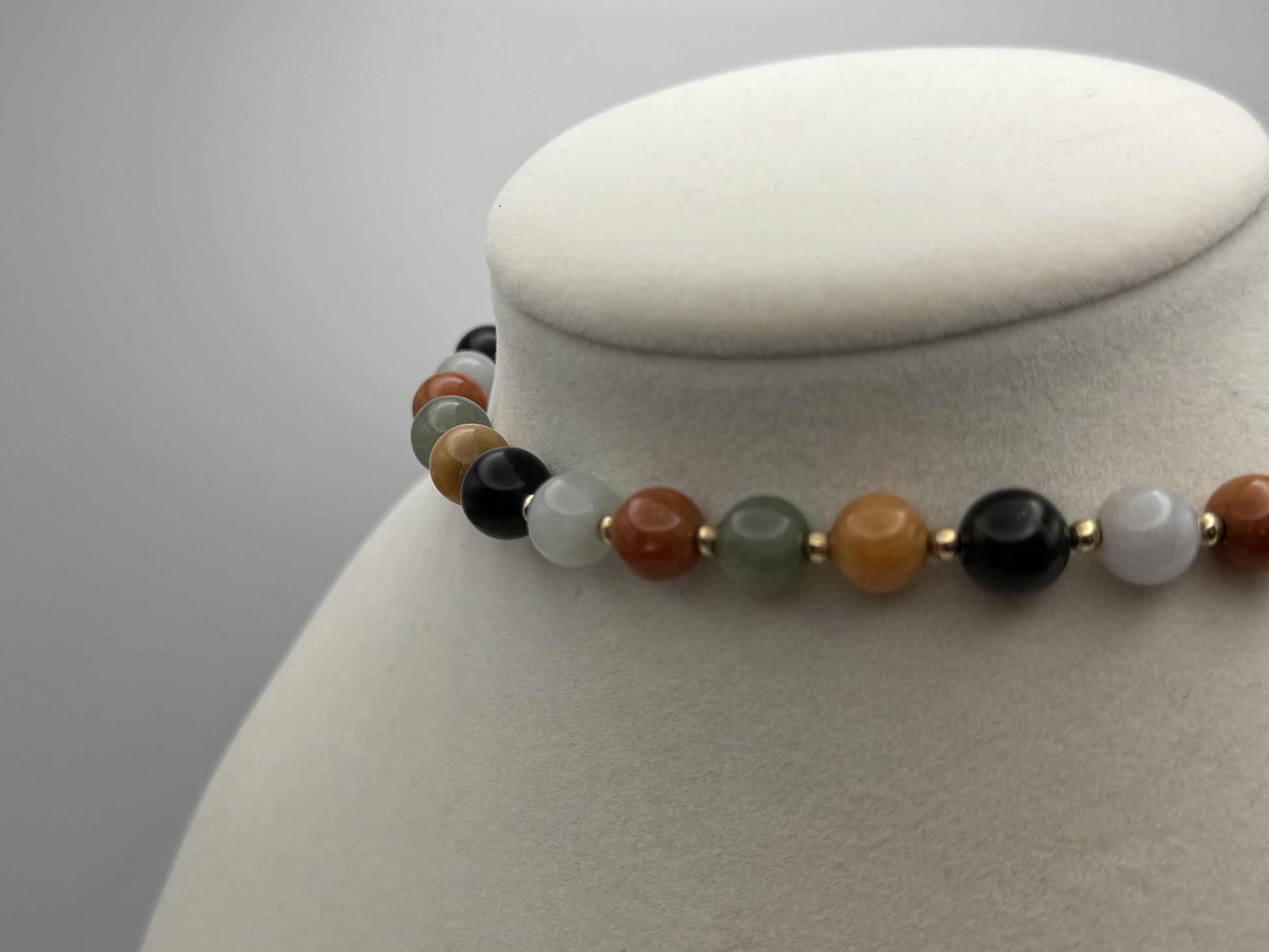 14k Multicolor Natural Stone Gold Beaded Necklace 22” Earth Gemstone