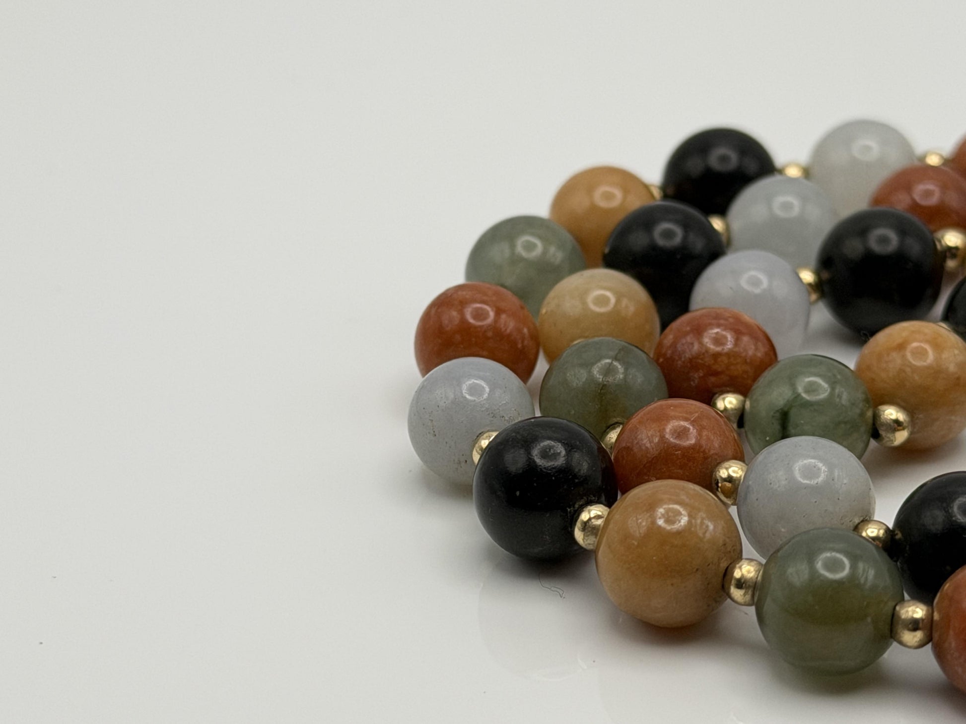 14k Multicolor Natural Stone Gold Beaded Necklace 22” Earth Gemstone