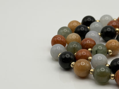 14k Multicolor Natural Stone Gold Beaded Necklace 22” Earth Gemstone