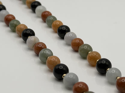 14k Multicolor Natural Stone Gold Beaded Necklace 22” Earth Gemstone