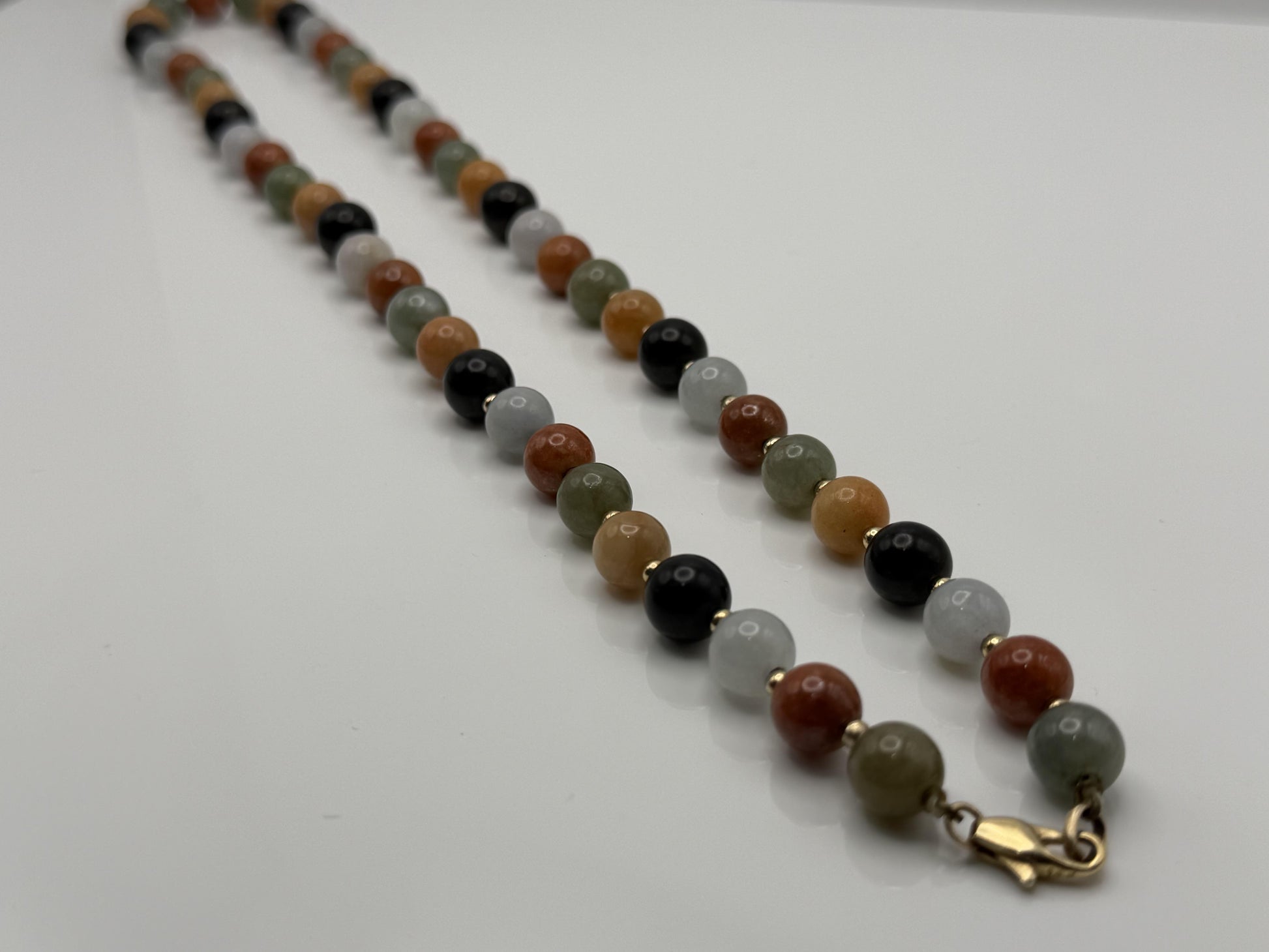 14k Multicolor Natural Stone Gold Beaded Necklace 22” Earth Gemstone