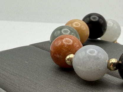 14k Multicolor Natural Stone Gold Beaded Necklace 22” Earth Gemstone