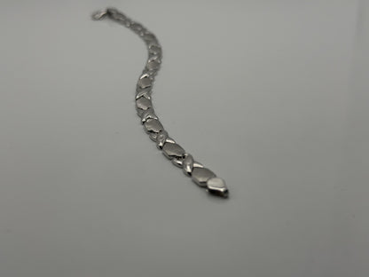 14K White Gold Bracelet | 7” Designer Link Bracelet XOXO Bracelet