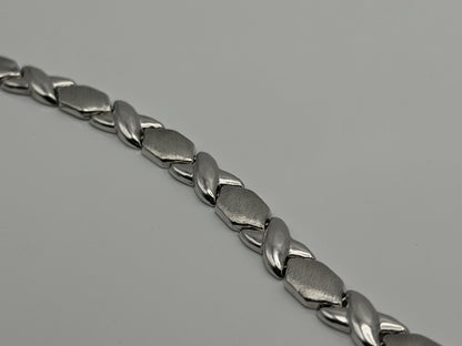 14K White Gold Bracelet | 7” Designer Link Bracelet XOXO Bracelet