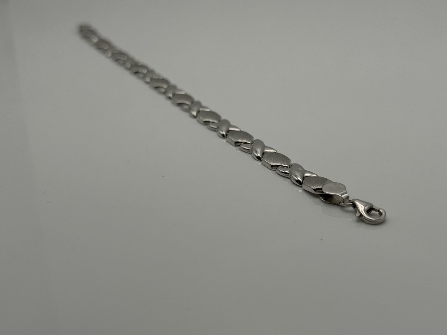 14K White Gold Bracelet | 7” Designer Link Bracelet XOXO Bracelet