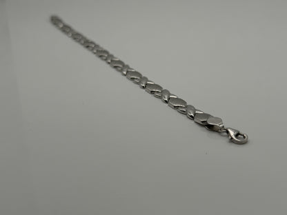 14K White Gold Bracelet | 7” Designer Link Bracelet XOXO Bracelet