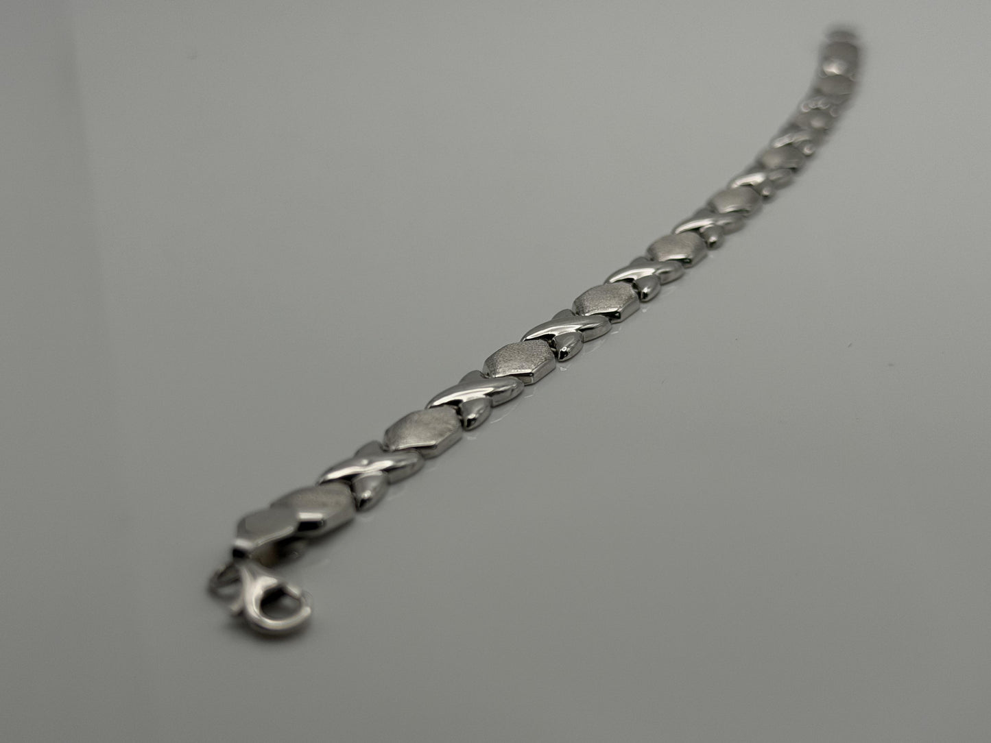 14K White Gold Bracelet | 7” Designer Link Bracelet XOXO Bracelet