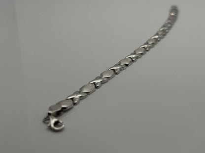 14K White Gold Bracelet | 7” Designer Link Bracelet XOXO Bracelet