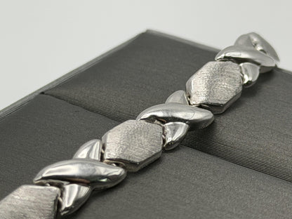 14K White Gold Bracelet | 7” Designer Link Bracelet XOXO Bracelet