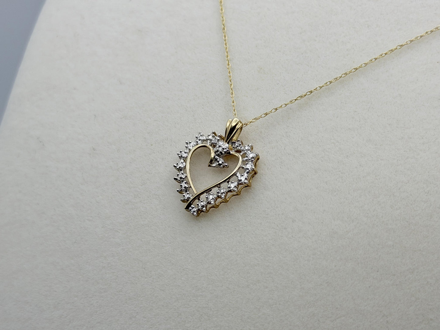 10k Two-Tone Gold Diamond Accent Heart Love Pendant Necklace 18" Chain