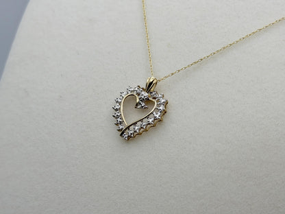 10k Two-Tone Gold Diamond Accent Heart Love Pendant Necklace 18" Chain