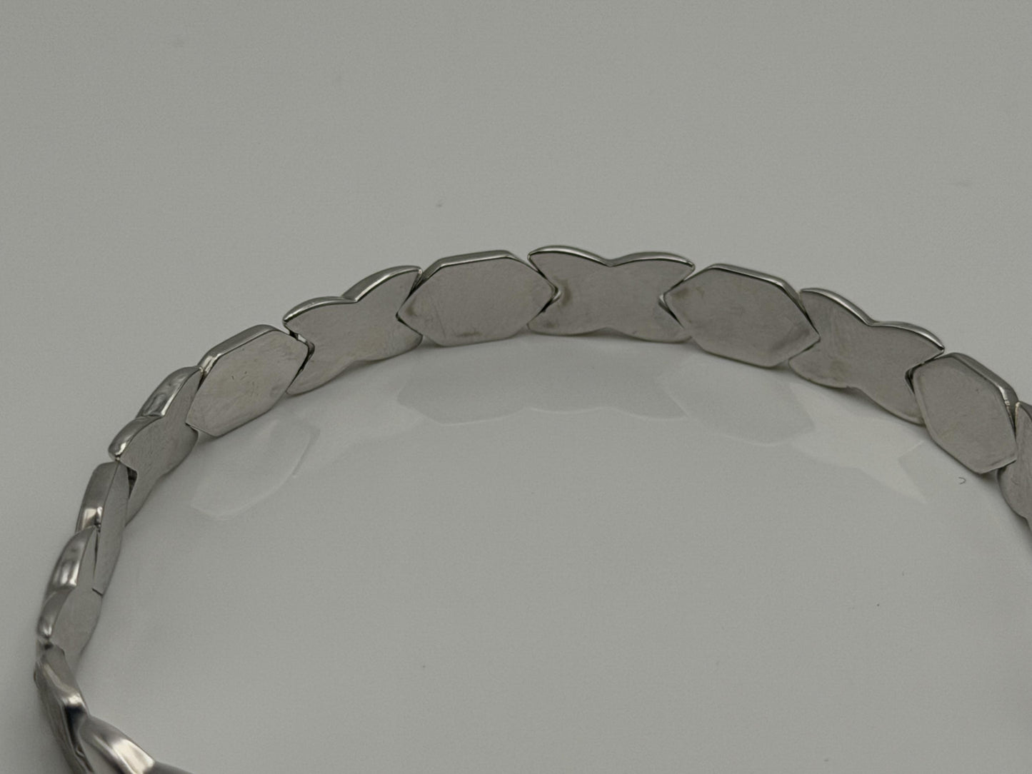 14K White Gold Bracelet | 7” Designer Link Bracelet XOXO Bracelet