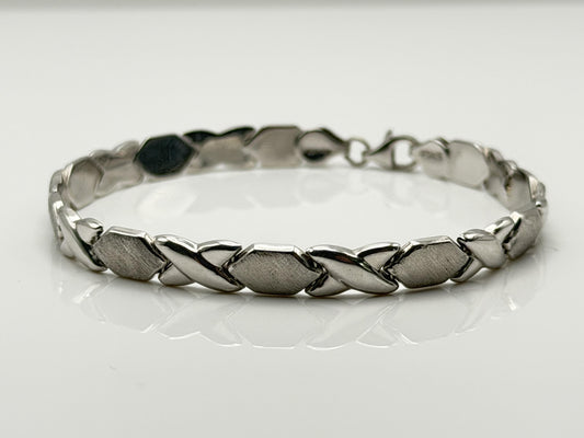 14K White Gold Bracelet | 7” Designer Link Bracelet XOXO Bracelet