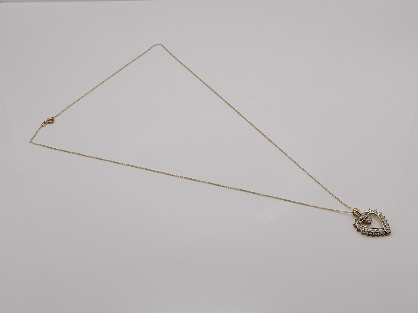 10k Two-Tone Gold Diamond Accent Heart Love Pendant Necklace 18" Chain