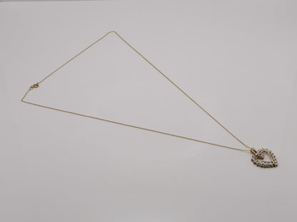 10k Two-Tone Gold Diamond Accent Heart Love Pendant Necklace 18" Chain