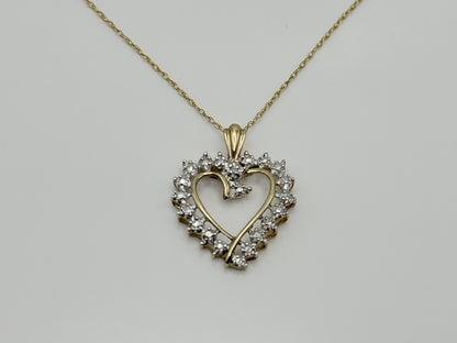10k Two-Tone Gold Diamond Accent Heart Love Pendant Necklace 18" Chain