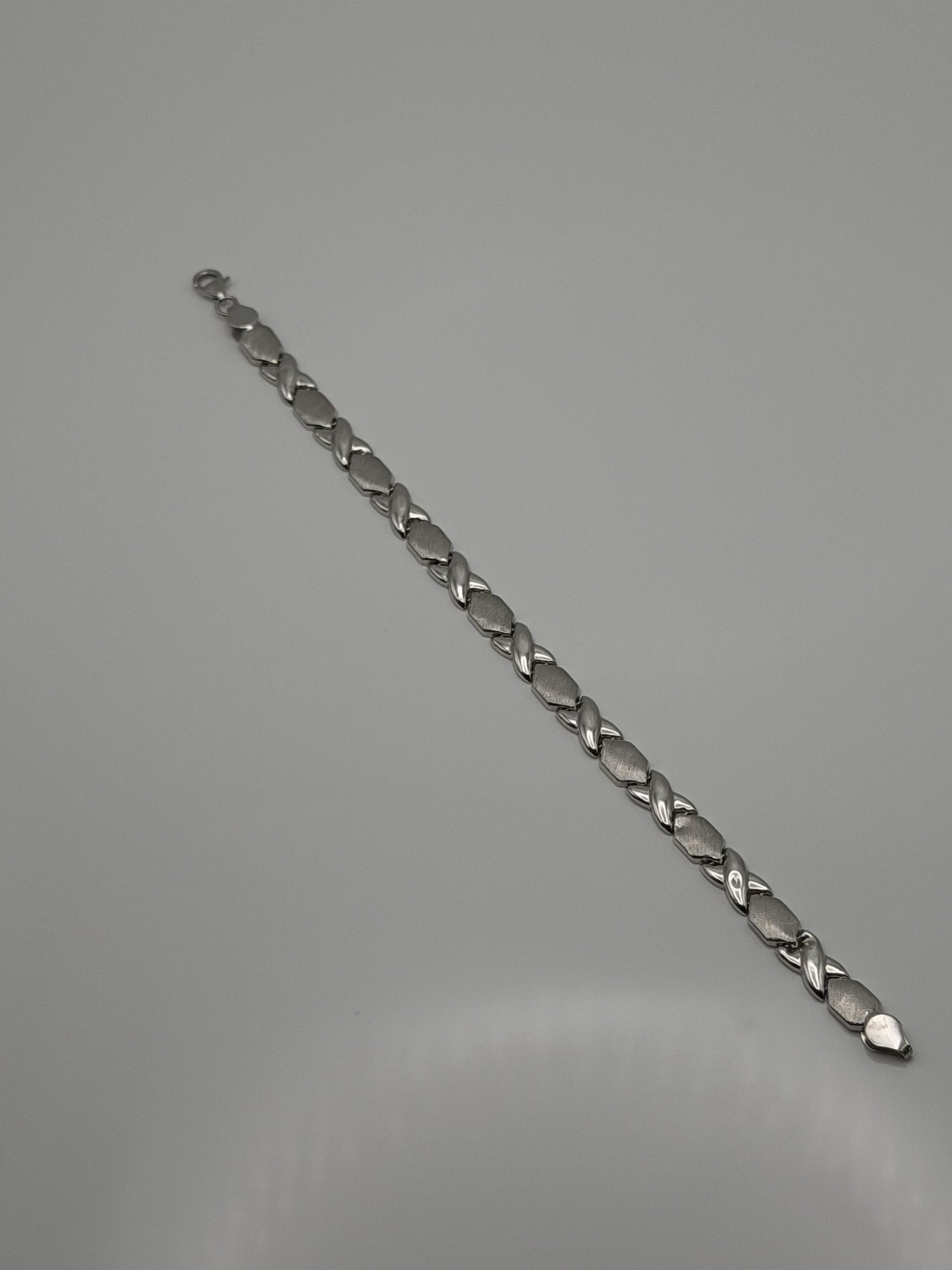 14K White Gold Bracelet | 7” Designer Link Bracelet XOXO Bracelet