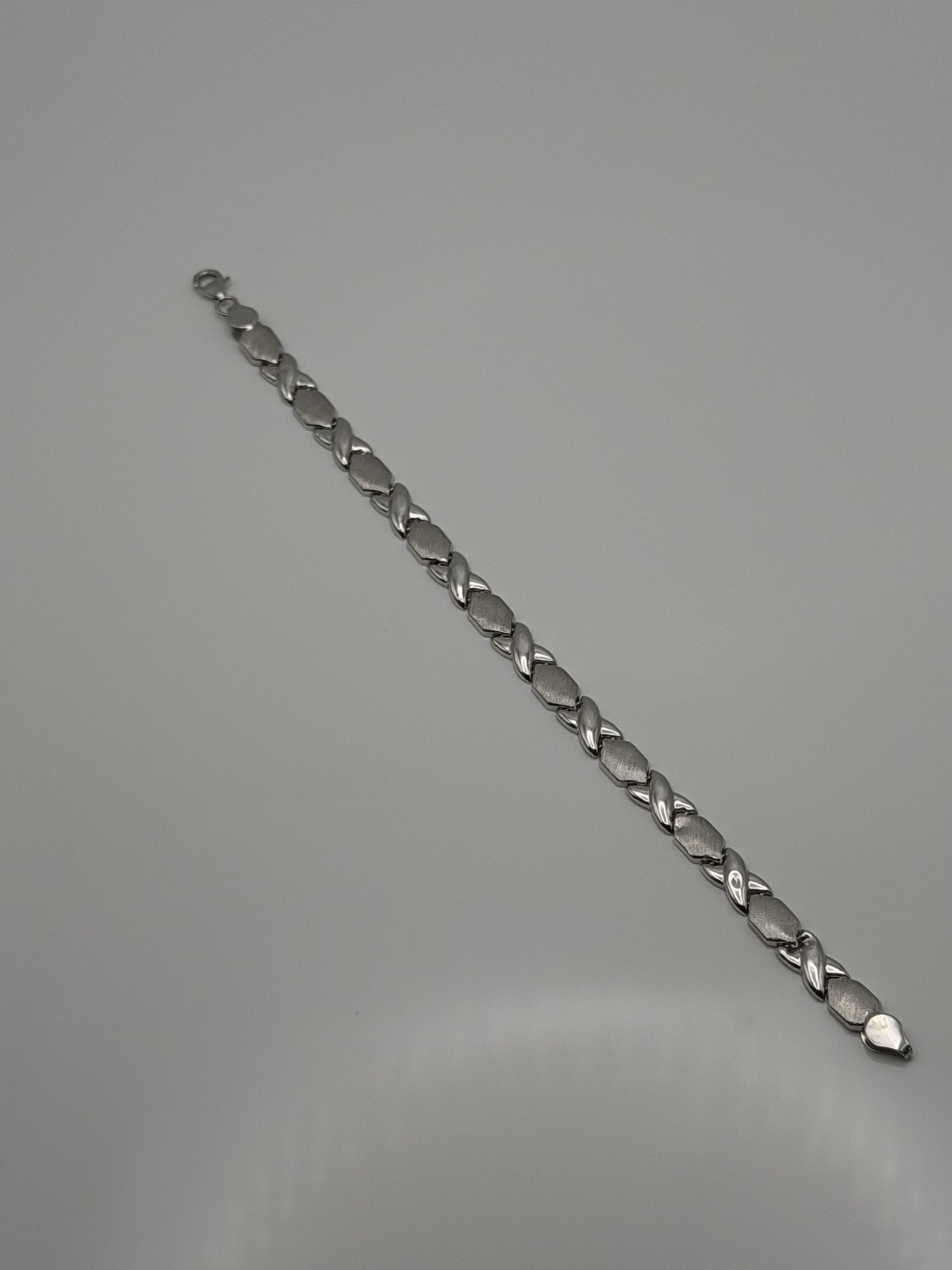 14K White Gold Bracelet | 7” Designer Link Bracelet XOXO Bracelet