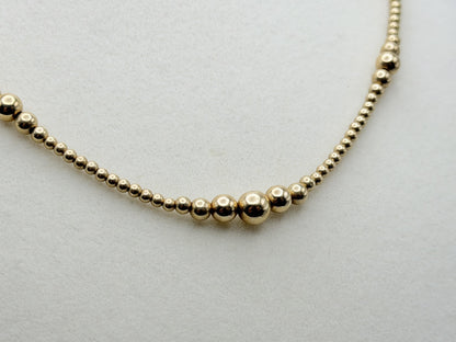 10k Yellow Gold Beaded Station Necklace 17" Chain