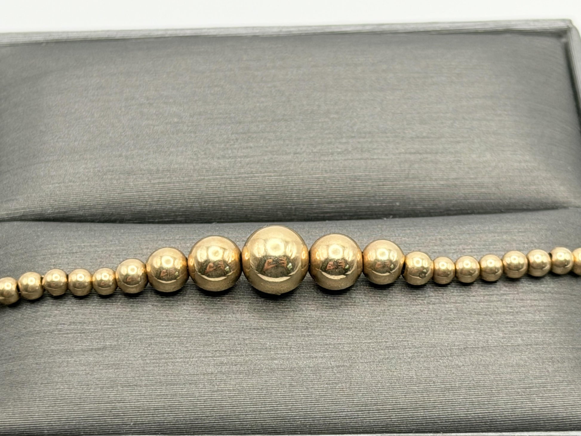 10k Yellow Gold Beaded Station Necklace 17" Chain