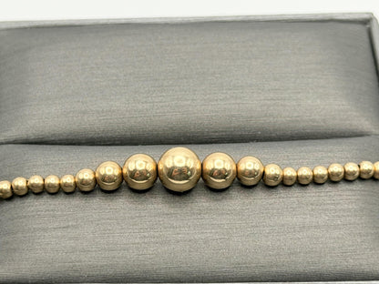 10k Yellow Gold Beaded Station Necklace 17" Chain