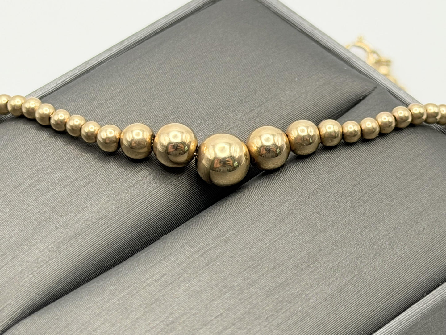10k Yellow Gold Beaded Station Necklace 17" Chain