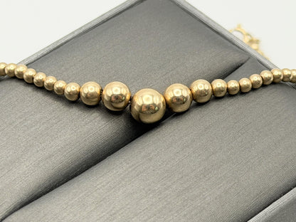 10k Yellow Gold Beaded Station Necklace 17" Chain
