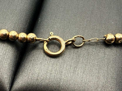 10k Yellow Gold Beaded Station Necklace 17" Chain