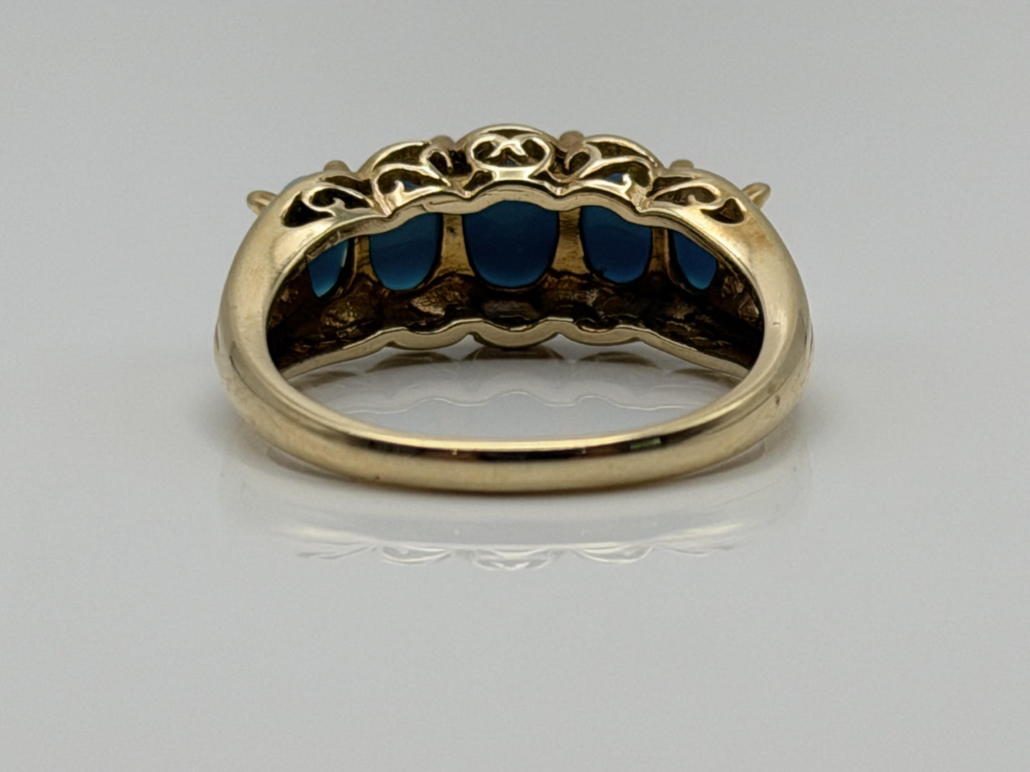 10k Yellow Gold Vintage Turquoise Cluster Ring
