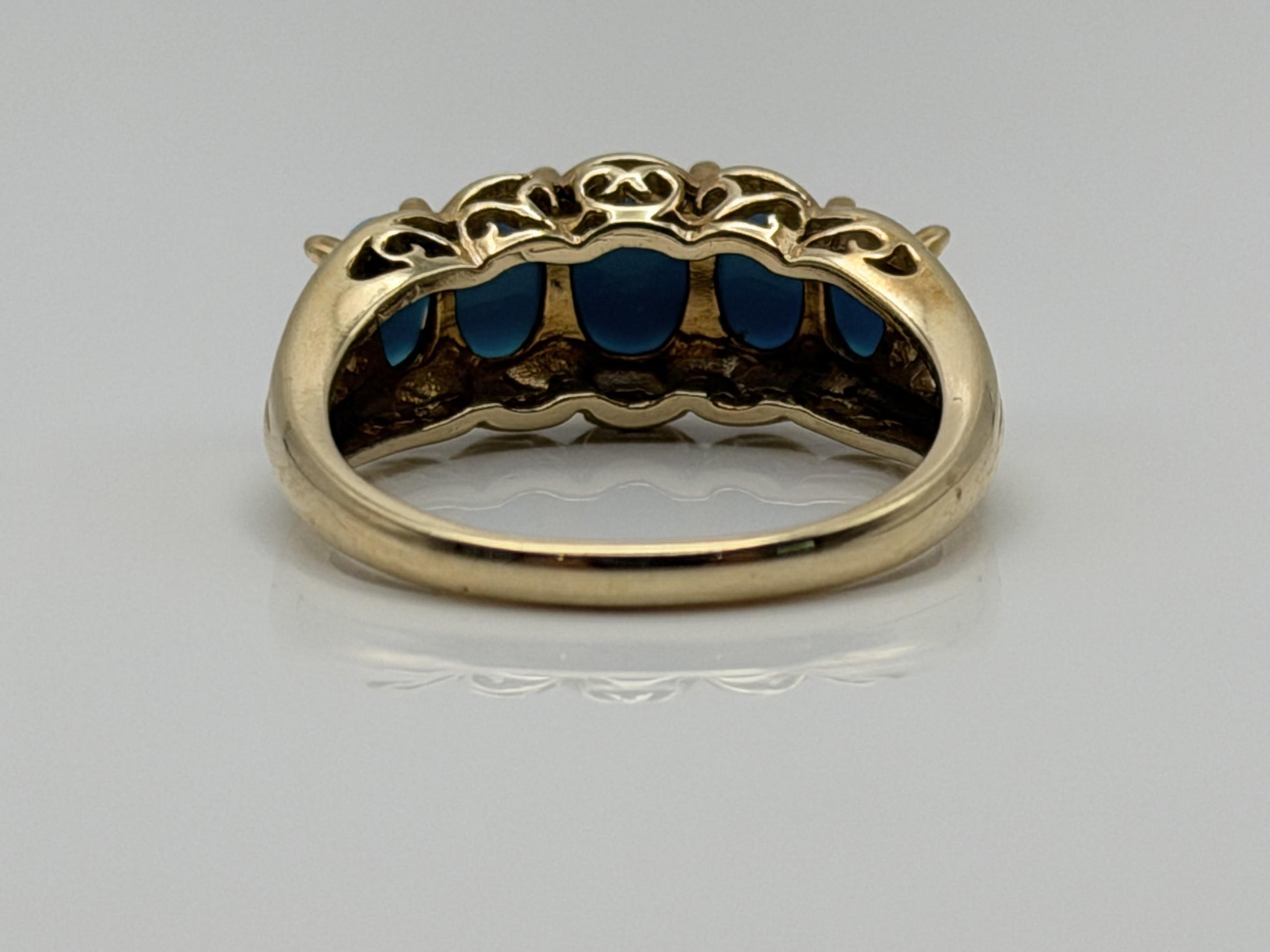 10k Yellow Gold Vintage Turquoise Cluster Ring