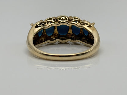 10k Yellow Gold Vintage Turquoise Cluster Ring