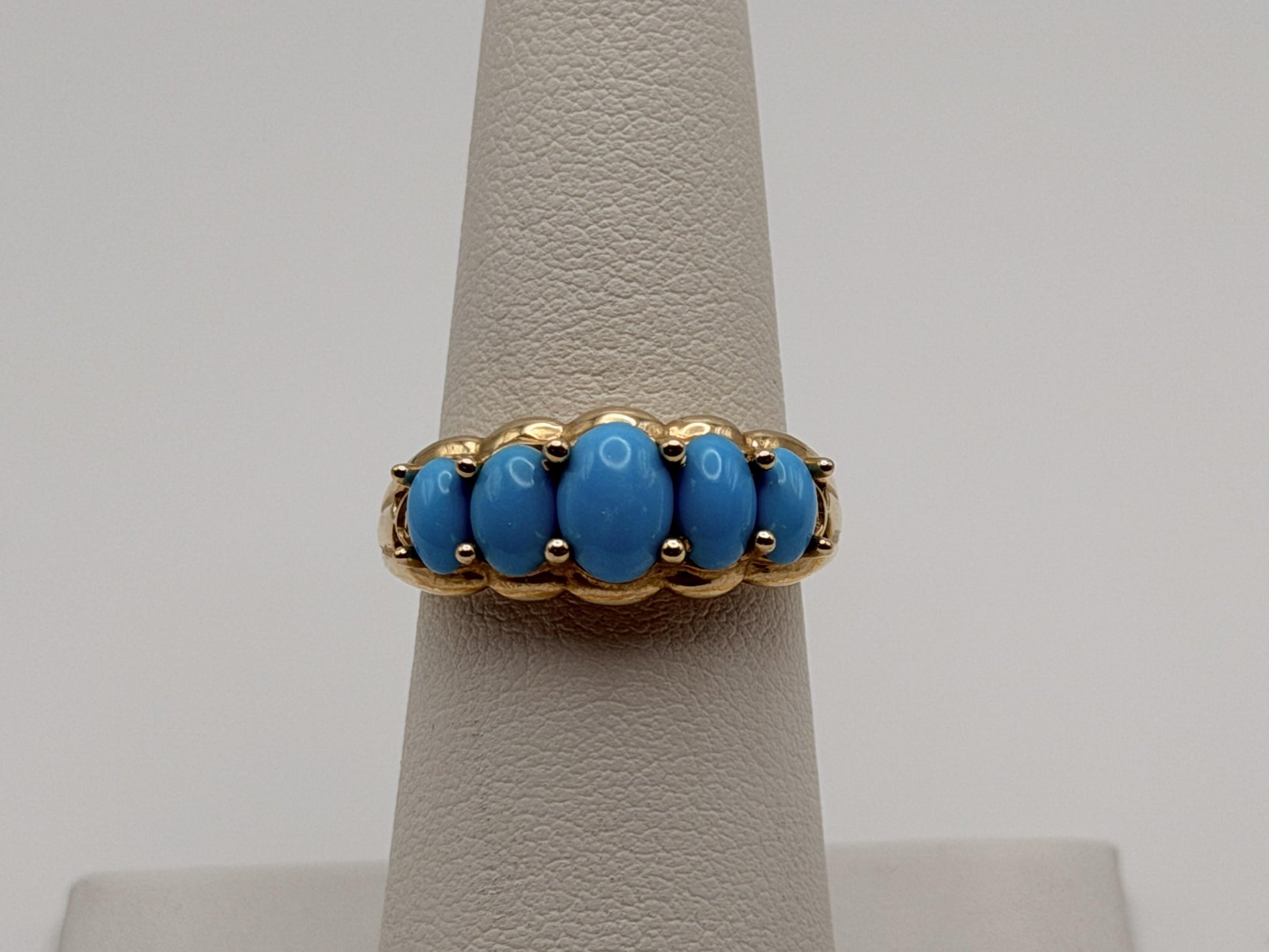 10k Yellow Gold Vintage Turquoise Cluster Ring