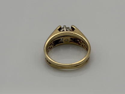 14K Gold Diamond Ring Solitaire Style Vintage Inspired Diamond Ring