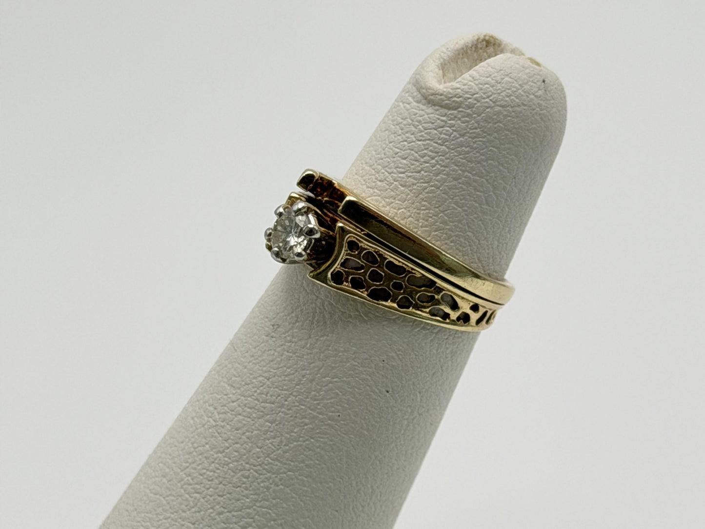 14K Gold Diamond Ring Solitaire Style Vintage Inspired Diamond Ring