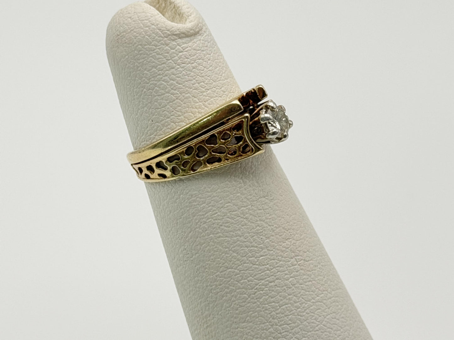 14K Gold Diamond Ring Solitaire Style Vintage Inspired Diamond Ring