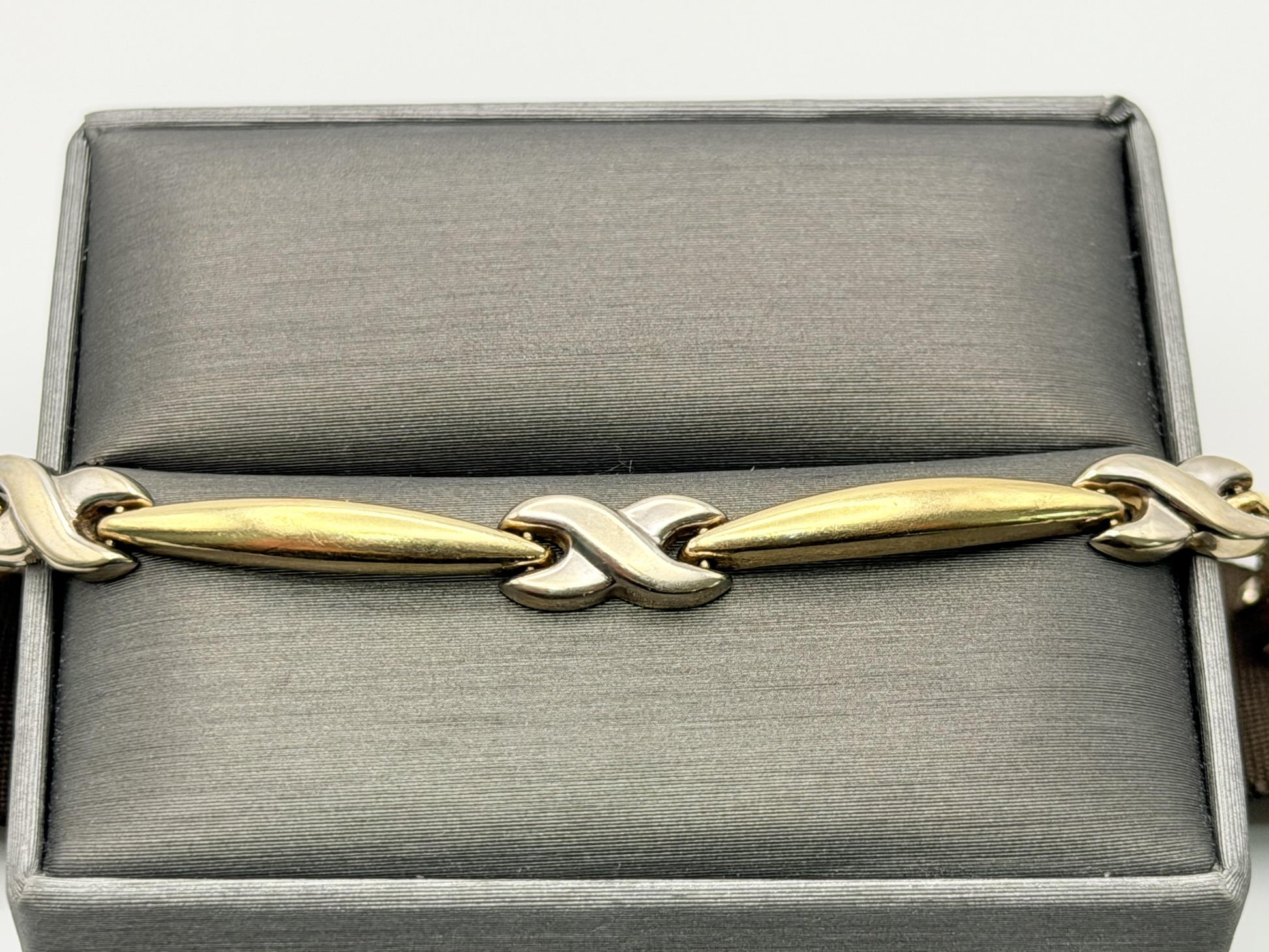14k Aurafin Yellow Gold X-Link Design Bracelet 7"