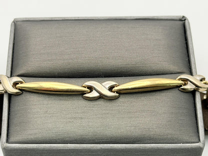 14k Aurafin Yellow Gold X-Link Design Bracelet 7"