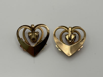 10k Gold Garnet Floral Heart Earrings Vintage Leaf Design Black Hills Gold
