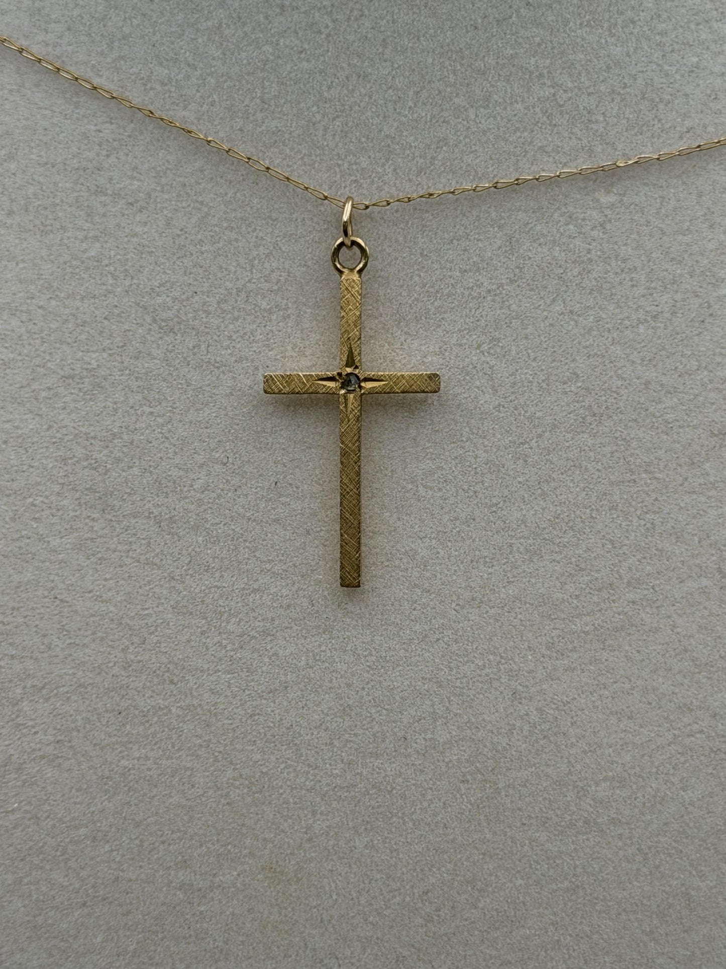 10K Gold Diamond Cross Necklace 14k Chain 24" Christian Religious Pendant Dainty