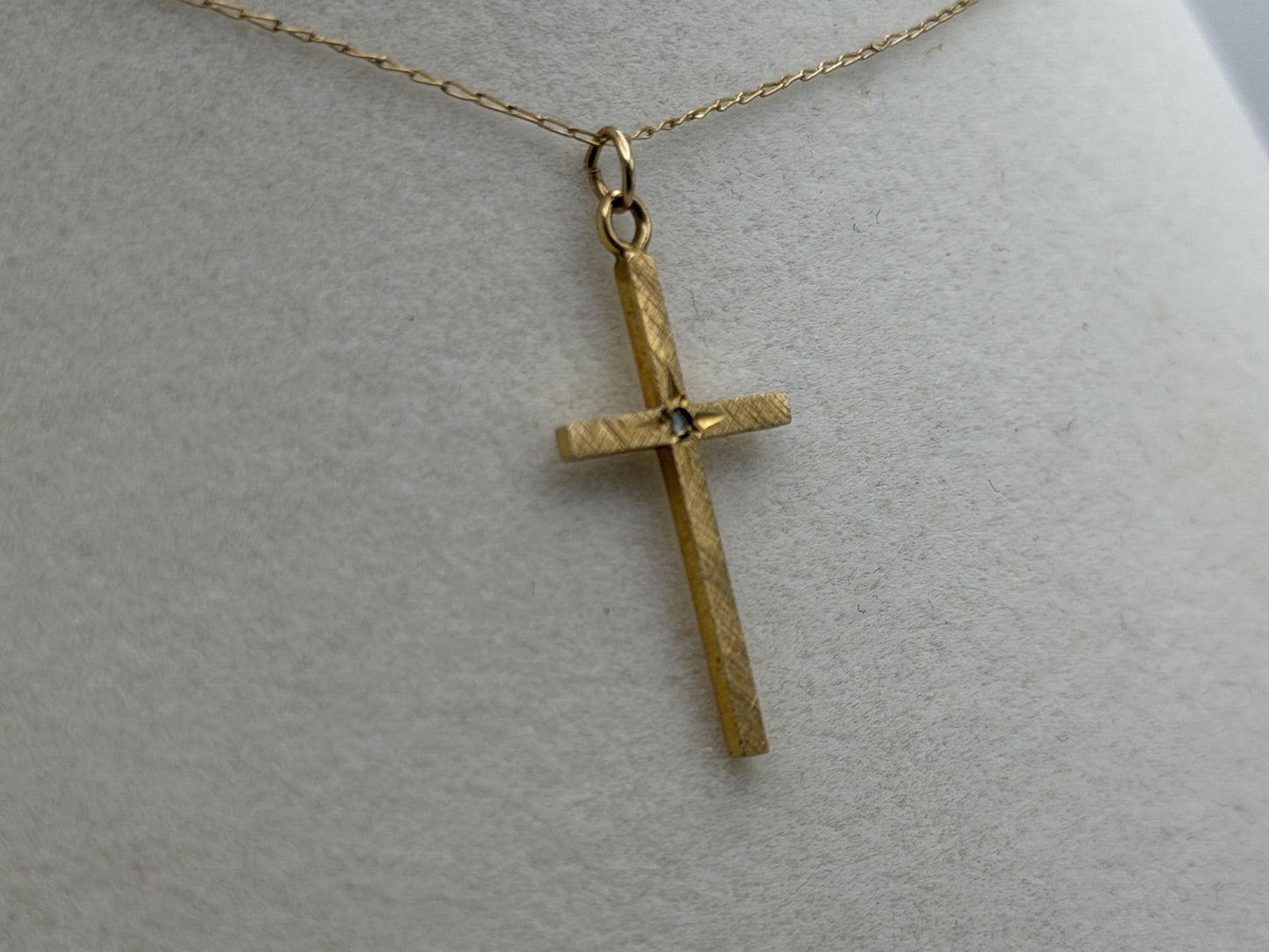 10K Gold Diamond Cross Necklace 14k Chain 24" Christian Religious Pendant Dainty