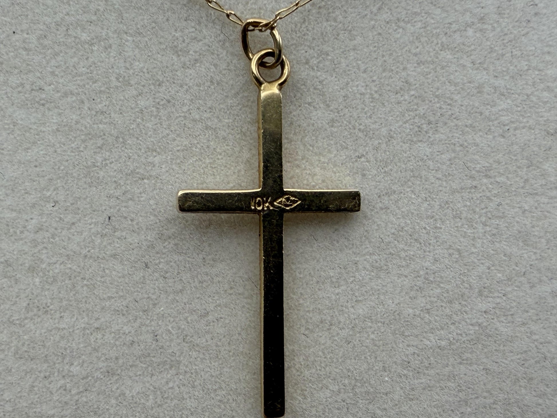 10K Gold Diamond Cross Necklace 14k Chain 24" Christian Religious Pendant Dainty
