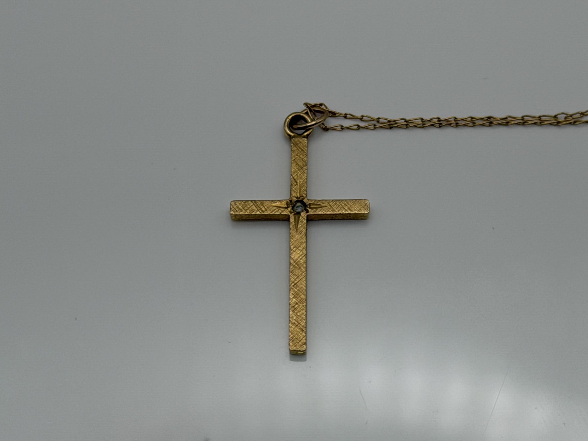 10K Gold Diamond Cross Necklace 14k Chain 24" Christian Religious Pendant Dainty