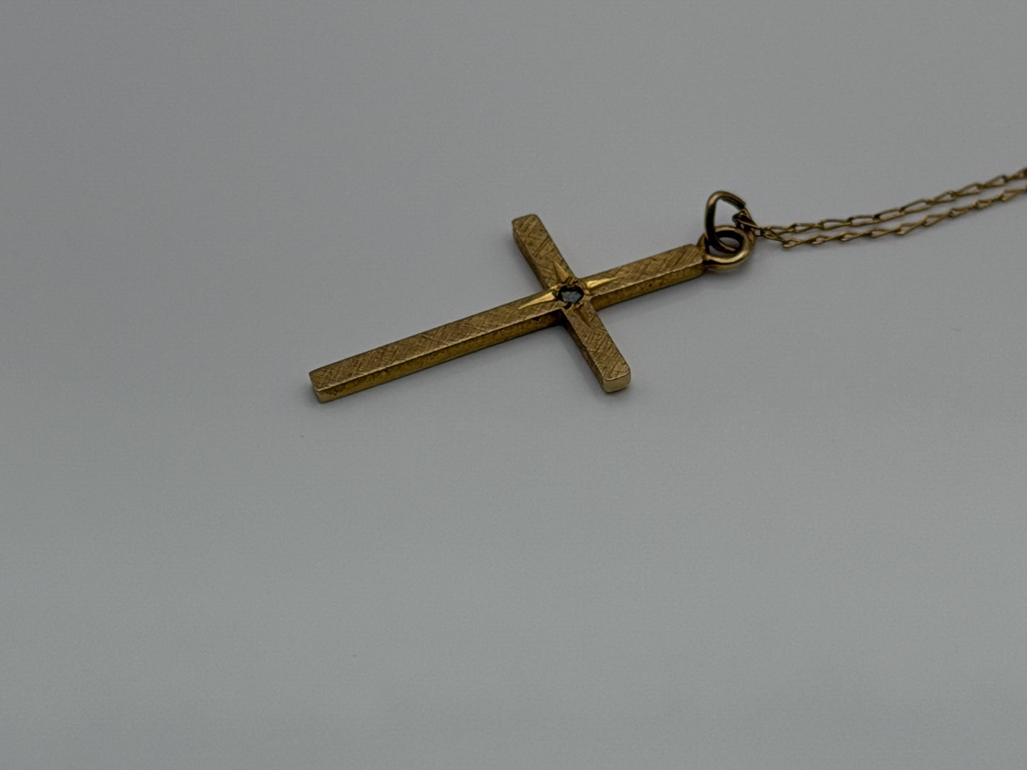 10K Gold Diamond Cross Necklace 14k Chain 24" Christian Religious Pendant Dainty