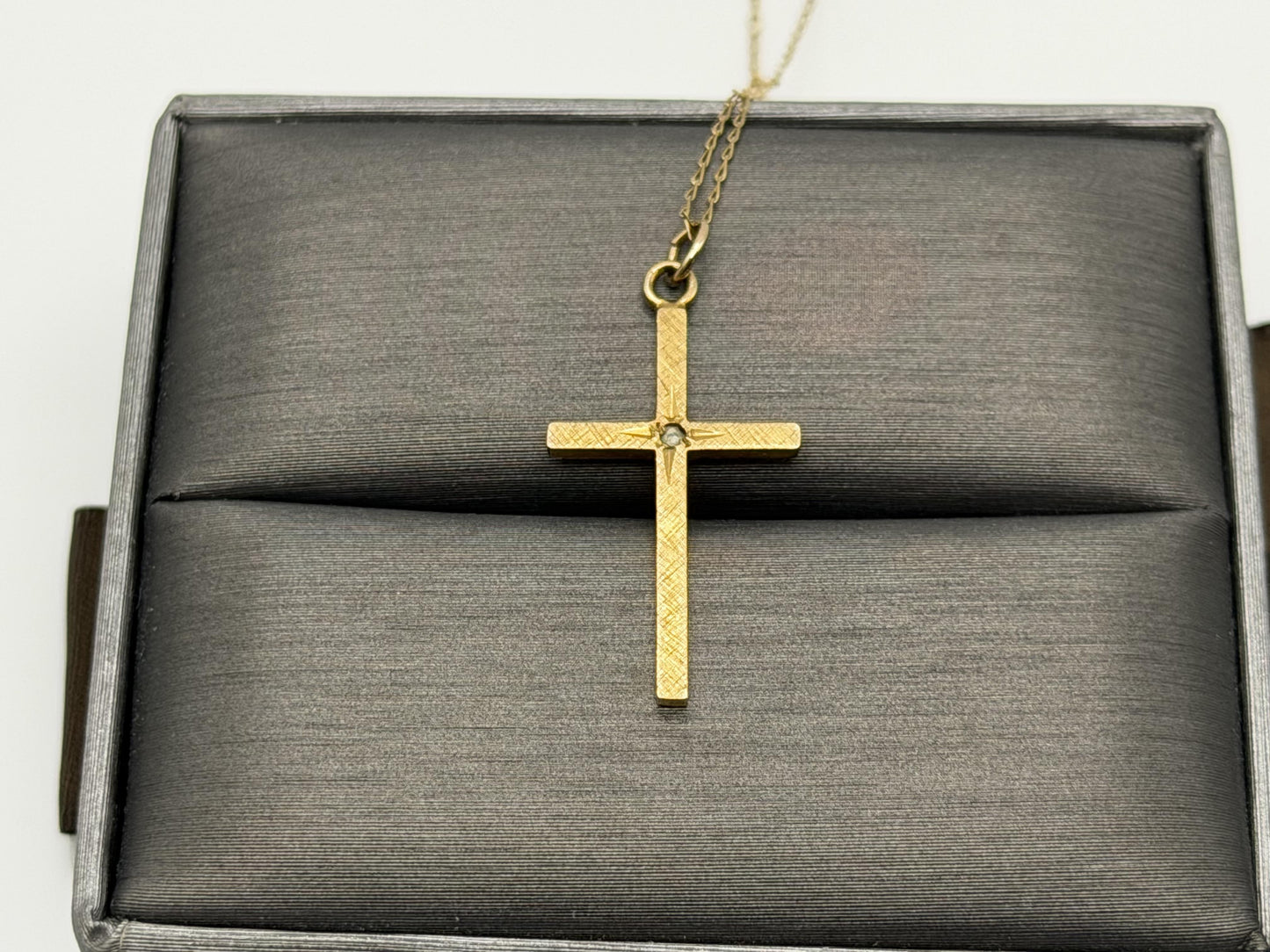 10K Gold Diamond Cross Necklace 14k Chain 24" Christian Religious Pendant Dainty