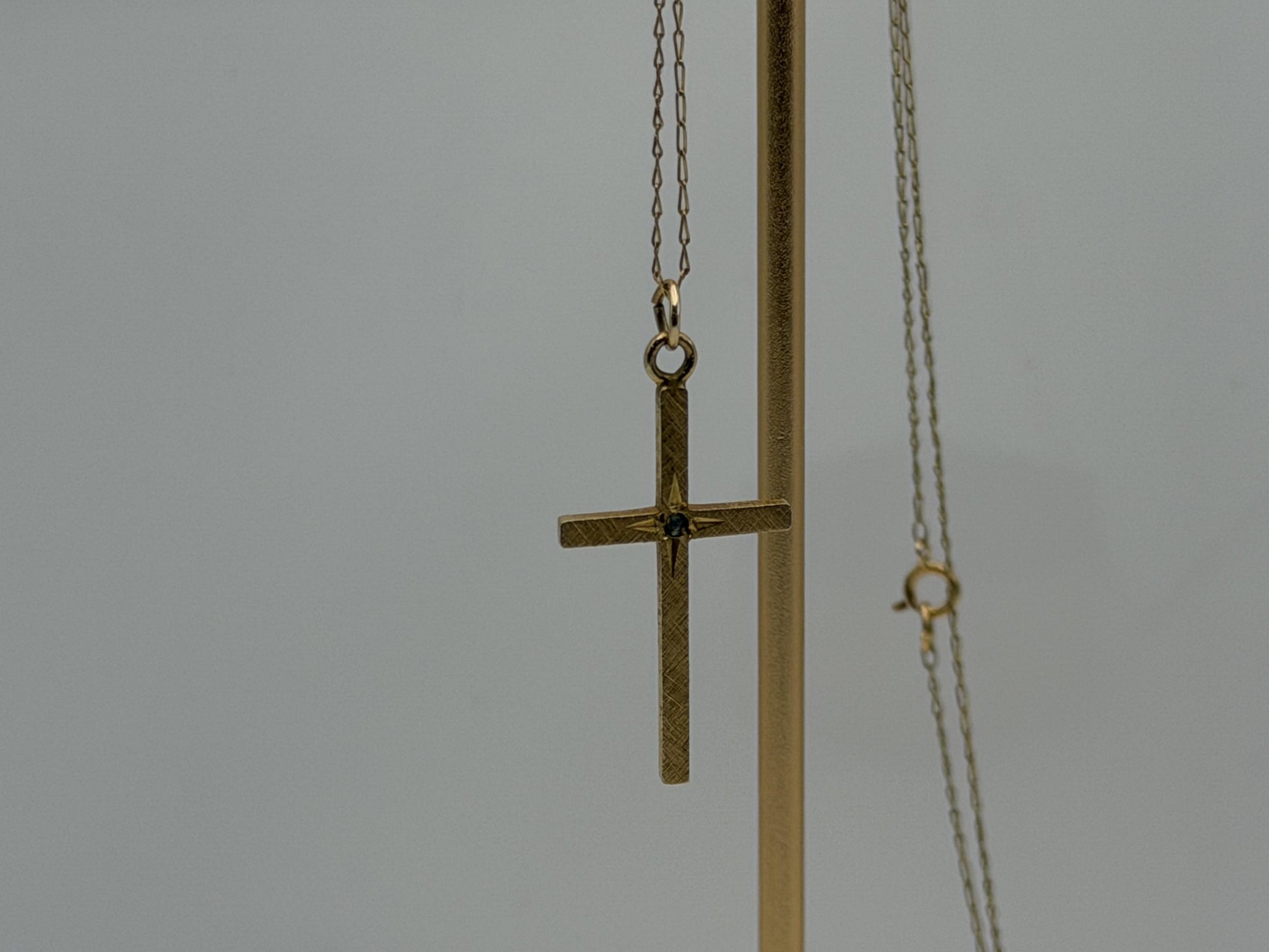 10K Gold Diamond Cross Necklace 14k Chain 24" Christian Religious Pendant Dainty