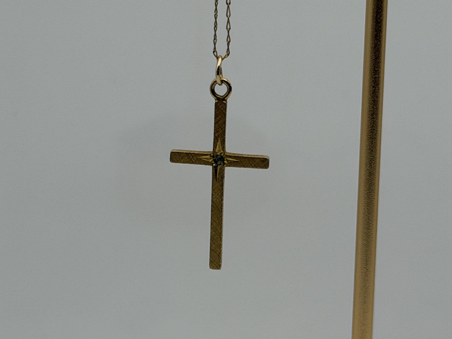 10K Gold Diamond Cross Necklace 14k Chain 24" Christian Religious Pendant Dainty